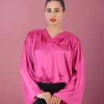 Cross Panel Short Silk Top